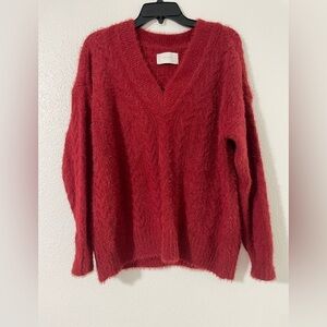 EUC Lucky Brand Red Cable Knit Sweater